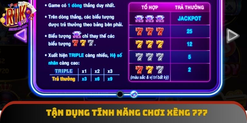Mẹo chơi Xèng 777 tận dụng tính năng